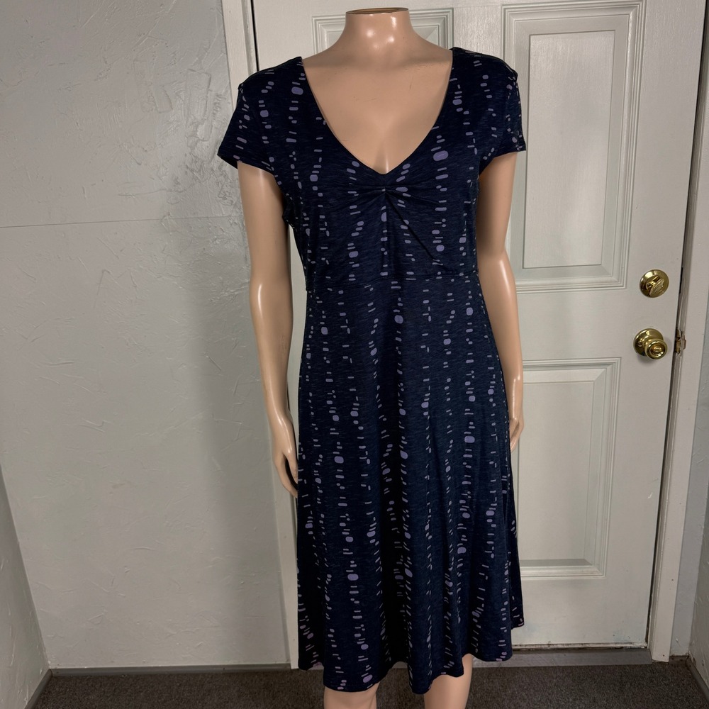 Toad & Co Dress Medium Rosemarie Organic Cotton Tencel Short Sleeve Stretch L14